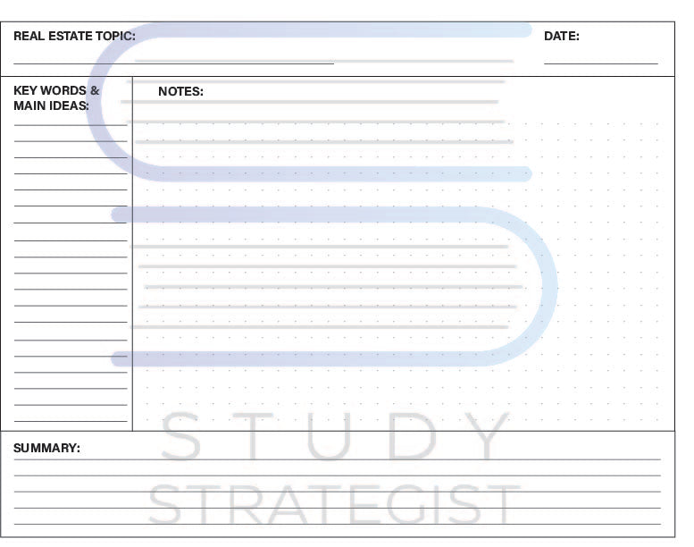 Real Estate Note Example Cornell Notes Template - Real Estate – 32t Study System
