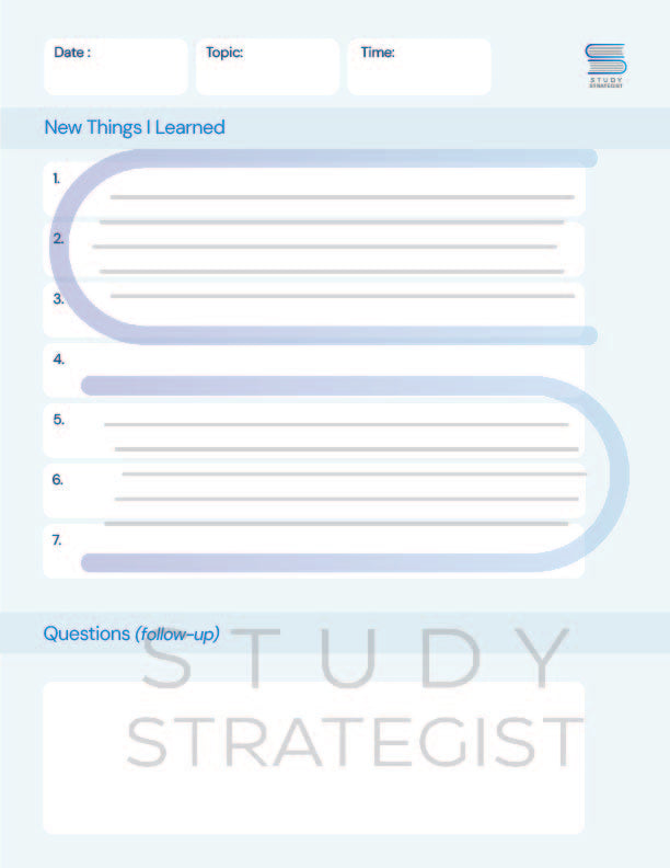 Daily Study Sheet – 32t Study System